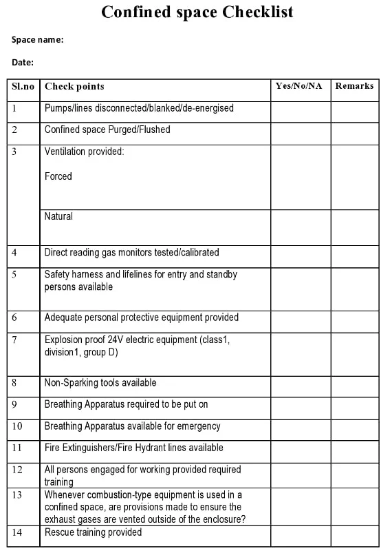 Confined-space-checklist